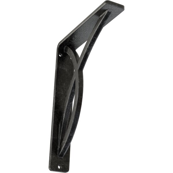 Ekena Millwork Miller Wrought Iron Bracket, (Single center brace), Antiqued Silver 1 1/2"W x 5 1/2"D x 8"H BKTM01X05X08SMIASV - main